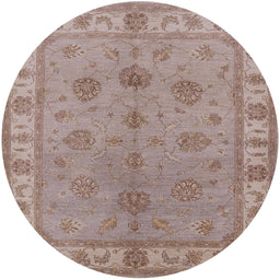 Round Mid-Century Modern Dark Almond Brown Oriental Rug, urb2967