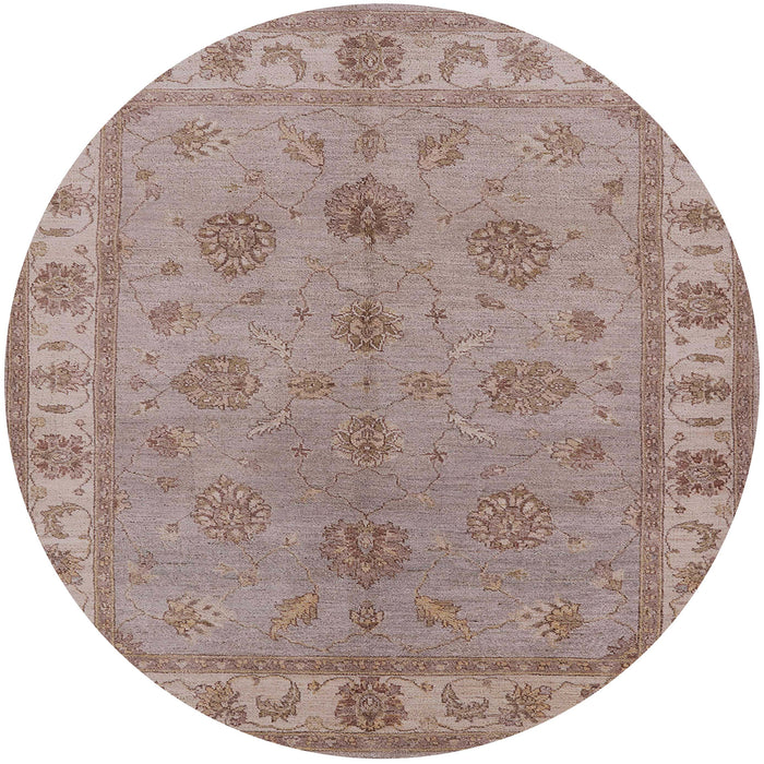 Round Mid-Century Modern Dark Almond Brown Oriental Rug, urb2967