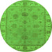 Round Oriental Green Industrial Rug, urb2967grn