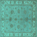 Square Oriental Turquoise Industrial Rug, urb2967turq