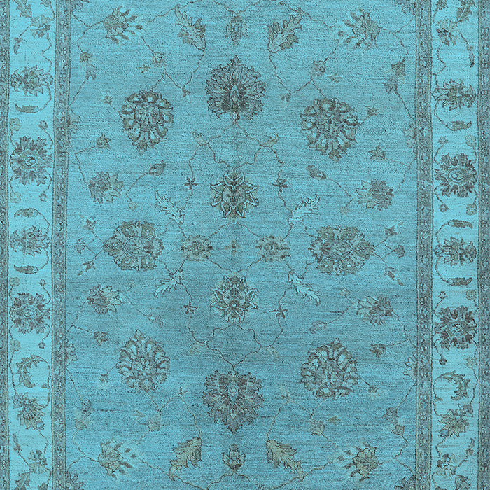 Machine Washable Oriental Light Blue Industrial Rug, wshurb2967lblu