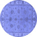 Round Oriental Blue Industrial Rug, urb2967blu