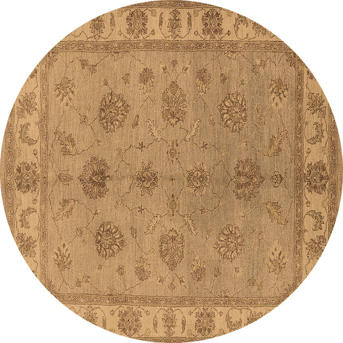 Round Machine Washable Oriental Brown Industrial Rug, wshurb2967brn