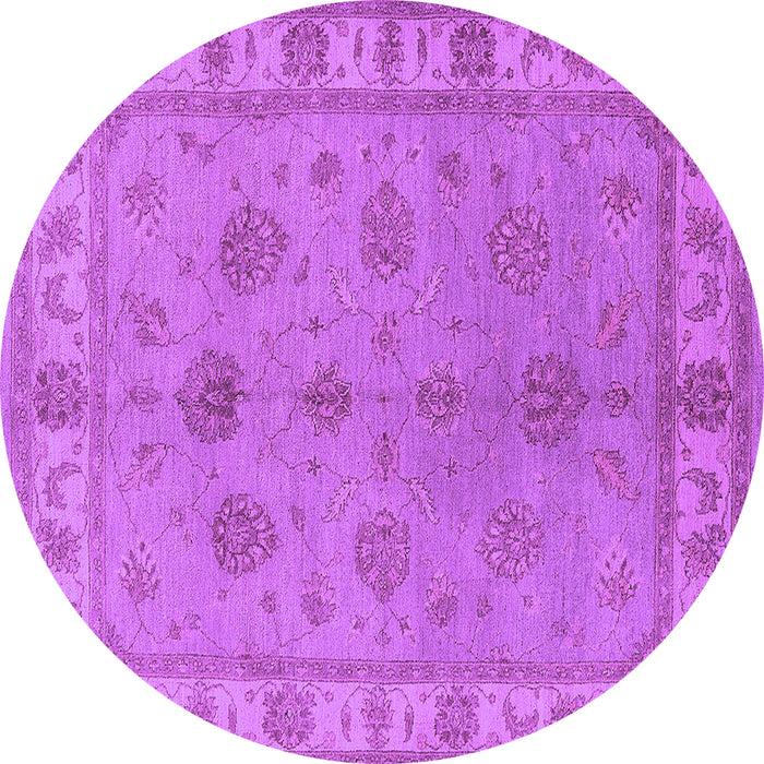 Round Machine Washable Oriental Purple Industrial Area Rugs, wshurb2967pur