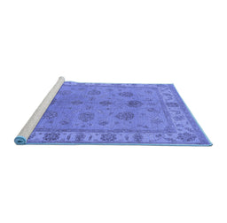 Sideview of Machine Washable Oriental Blue Industrial Rug, wshurb2967blu