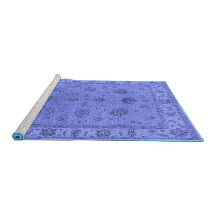 Sideview of Machine Washable Oriental Blue Industrial Rug, wshurb2967blu