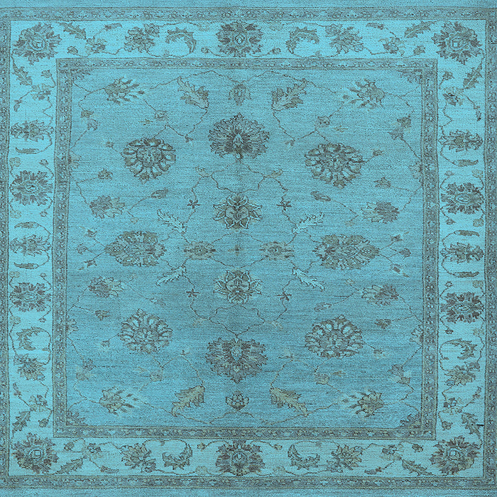 Square Machine Washable Oriental Light Blue Industrial Rug, wshurb2967lblu