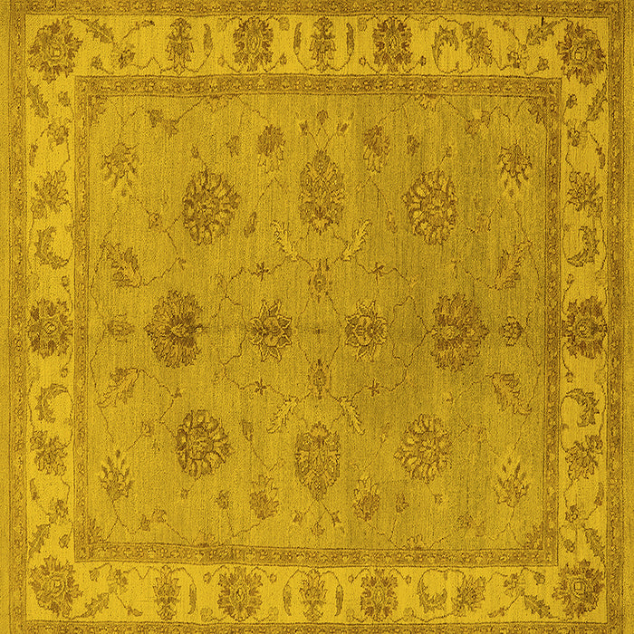 Square Machine Washable Oriental Yellow Industrial Rug, wshurb2967yw