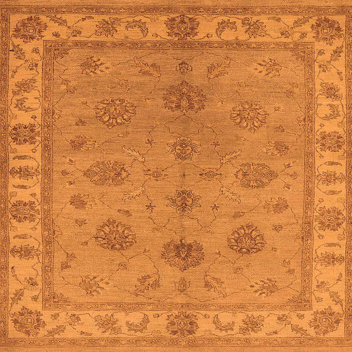 Square Machine Washable Oriental Orange Industrial Area Rugs, wshurb2967org