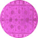 Round Oriental Pink Industrial Rug, urb2967pnk