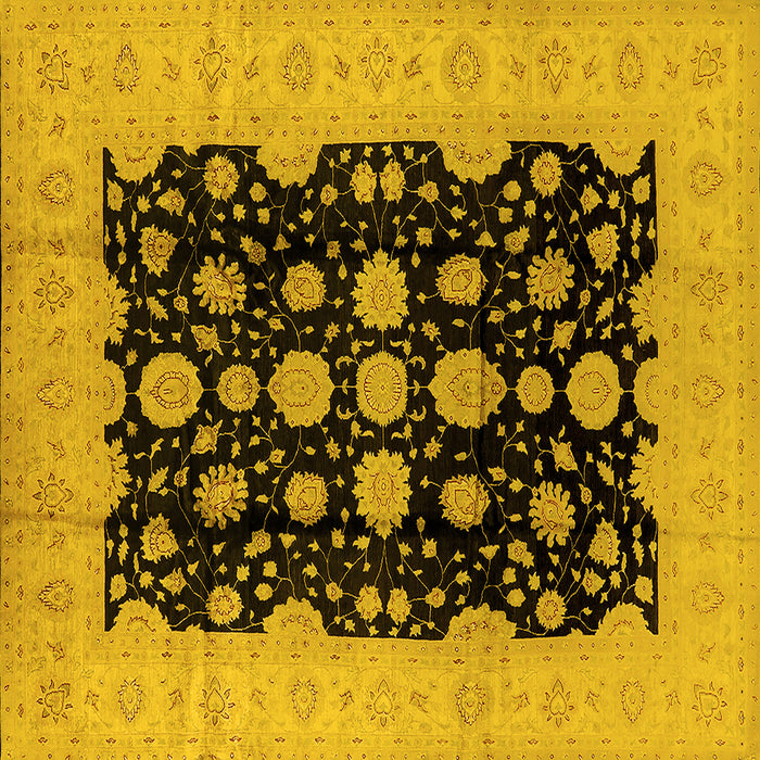 Square Machine Washable Oriental Yellow Industrial Rug, wshurb2968yw