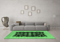 Machine Washable Oriental Emerald Green Industrial Rug, wshurb2968emgrn