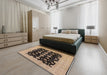 Mid-Century Modern Bakers Brown Oriental Rug in a Bedroom, urb2968