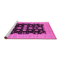 Sideview of Machine Washable Oriental Pink Industrial Rug, wshurb2968pnk