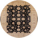 Round Machine Washable Industrial Modern Bakers Brown Rug, wshurb2968