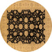 Round Oriental Brown Industrial Rug, urb2968brn