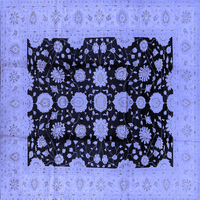 Square Machine Washable Oriental Blue Industrial Rug, wshurb2968blu