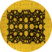 Round Machine Washable Oriental Yellow Industrial Rug, wshurb2968yw