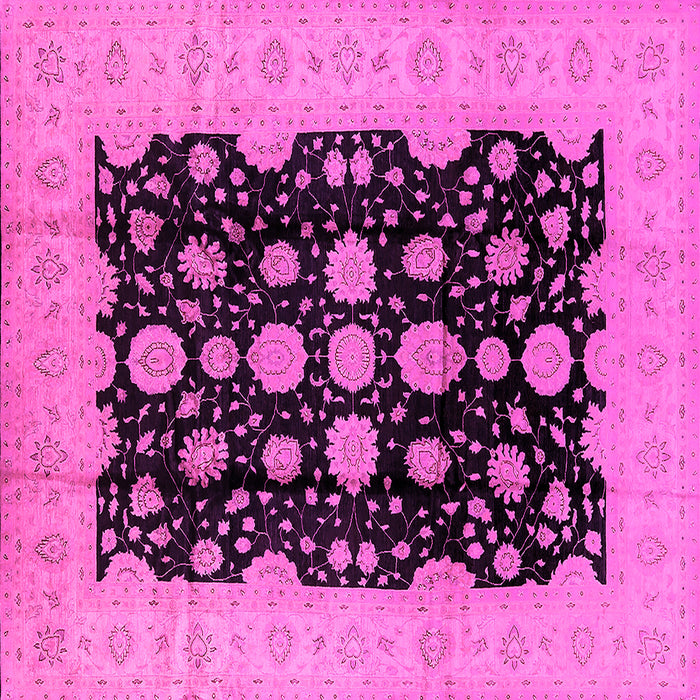 Square Machine Washable Oriental Pink Industrial Rug, wshurb2968pnk