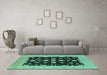 Machine Washable Oriental Turquoise Industrial Area Rugs in a Living Room,, wshurb2968turq