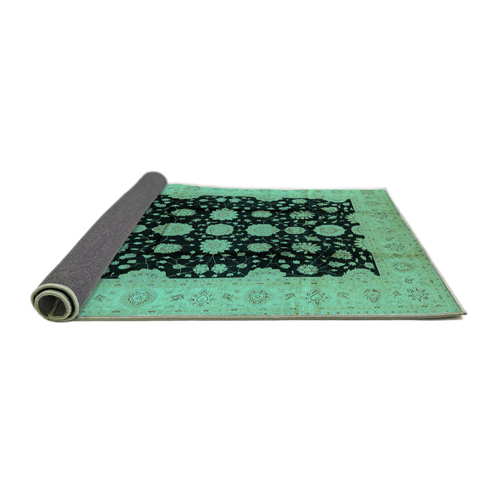 Sideview of Oriental Turquoise Industrial Rug, urb2968turq