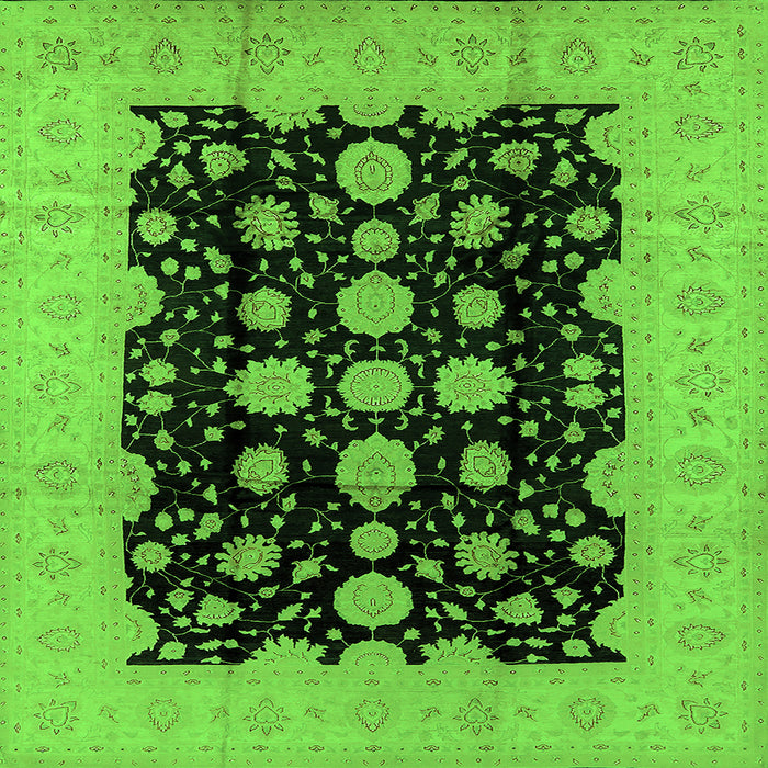 Square Machine Washable Oriental Green Industrial Area Rugs, wshurb2968grn