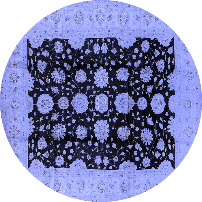 Round Oriental Blue Industrial Rug, urb2968blu