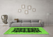 Machine Washable Oriental Green Industrial Area Rugs in a Living Room,, wshurb2968grn