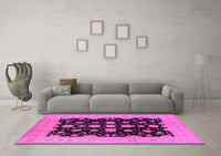 Machine Washable Oriental Pink Industrial Rug, wshurb2968pnk