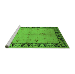 Sideview of Machine Washable Oriental Green Industrial Area Rugs, wshurb2969grn