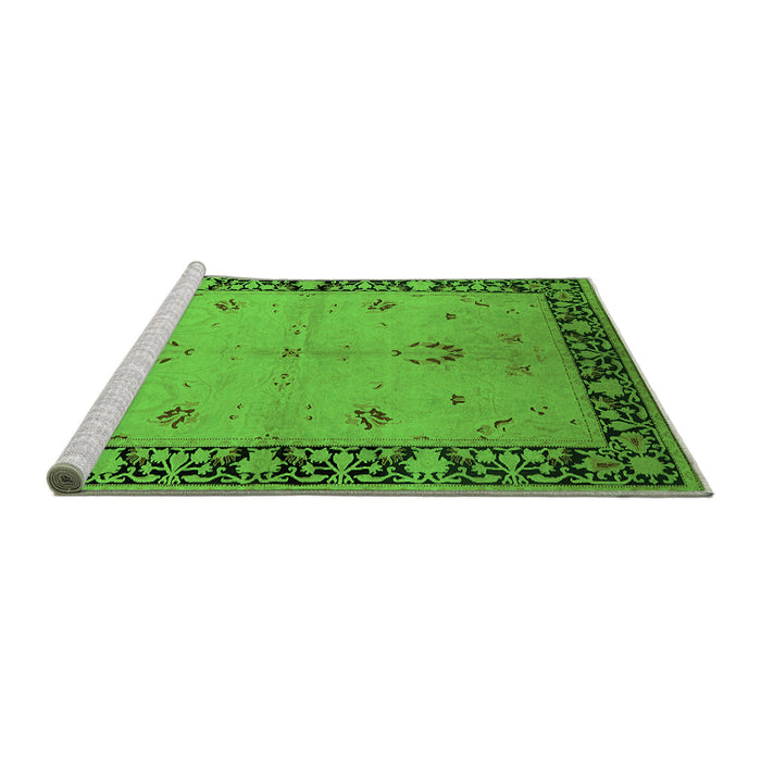 Sideview of Machine Washable Oriental Green Industrial Area Rugs, wshurb2969grn
