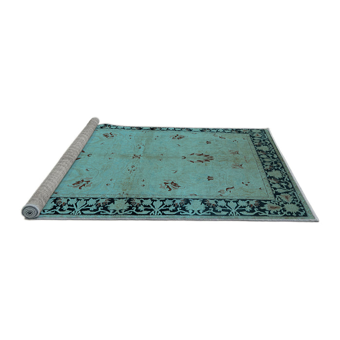 Sideview of Machine Washable Oriental Light Blue Industrial Rug, wshurb2969lblu