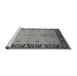 Sideview of Machine Washable Oriental Gray Industrial Rug, wshurb2969gry