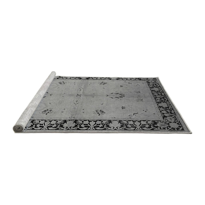 Sideview of Machine Washable Oriental Gray Industrial Rug, wshurb2969gry