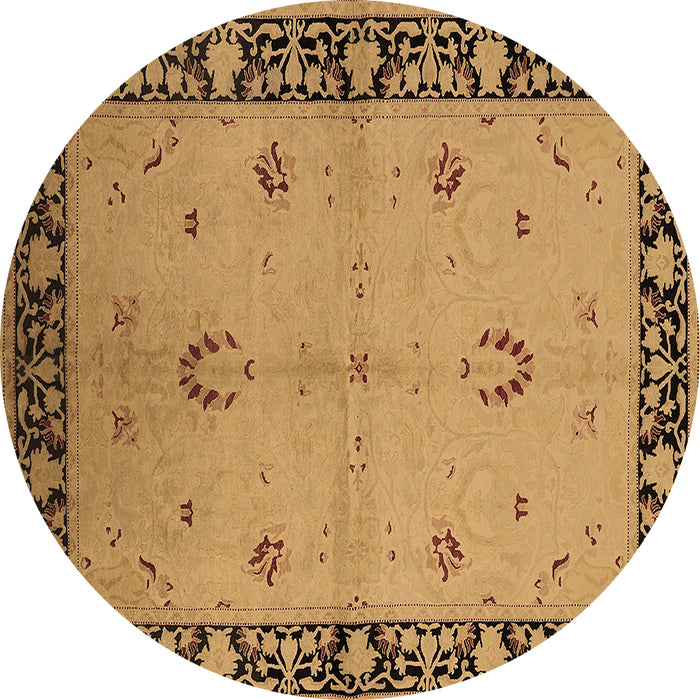 Round Oriental Brown Industrial Rug, urb2969brn