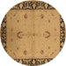 Round Oriental Brown Industrial Rug, urb2969brn