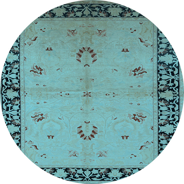 Round Oriental Light Blue Industrial Rug, urb2969lblu