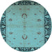 Round Oriental Light Blue Industrial Rug, urb2969lblu