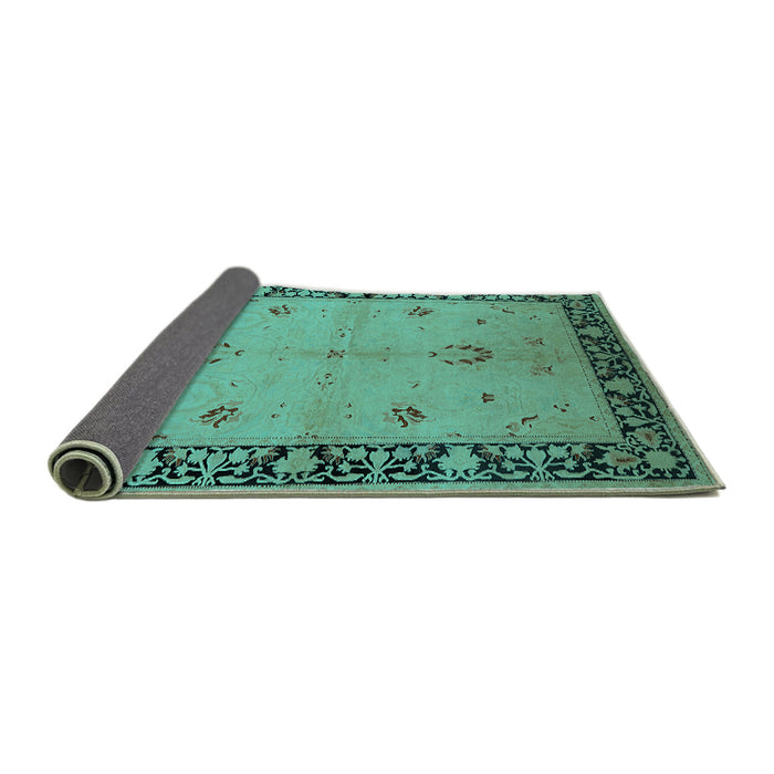 Sideview of Oriental Turquoise Industrial Rug, urb2969turq