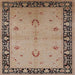 Square Mid-Century Modern Sienna Brown Oriental Rug, urb2969