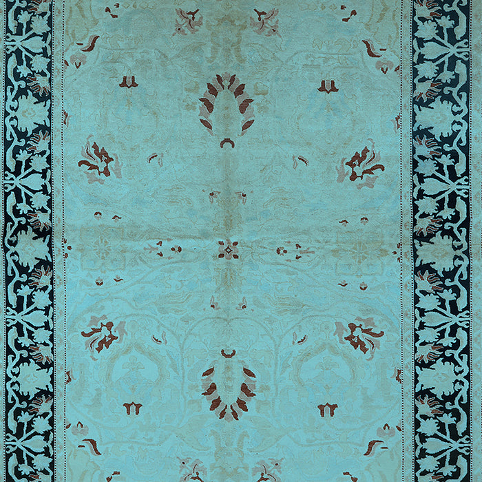Machine Washable Oriental Light Blue Industrial Rug, wshurb2969lblu