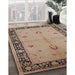 Mid-Century Modern Sienna Brown Oriental Rug in Family Room, urb2969