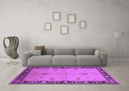 Machine Washable Oriental Purple Industrial Area Rugs in a Living Room, wshurb2969pur
