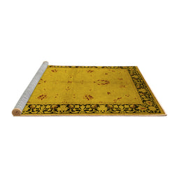 Sideview of Machine Washable Oriental Yellow Industrial Rug, wshurb2969yw