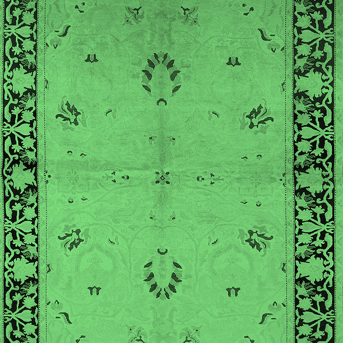 Machine Washable Oriental Emerald Green Industrial Area Rugs, wshurb2969emgrn