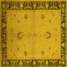 Square Machine Washable Oriental Yellow Industrial Rug, wshurb2969yw