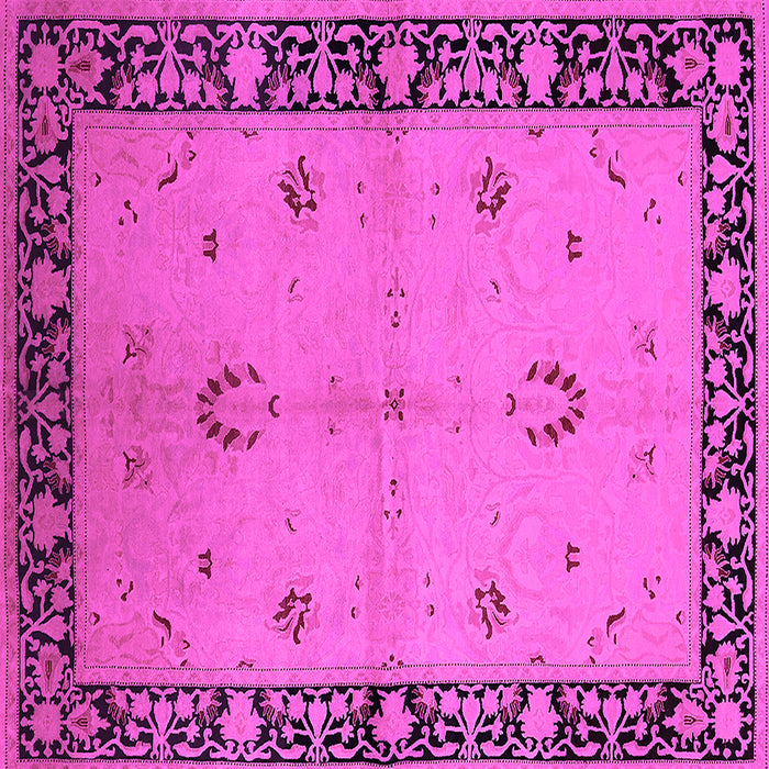 Square Machine Washable Oriental Pink Industrial Rug, wshurb2969pnk