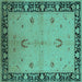 Square Oriental Turquoise Industrial Rug, urb2969turq