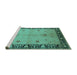 Sideview of Machine Washable Oriental Turquoise Industrial Area Rugs, wshurb2969turq