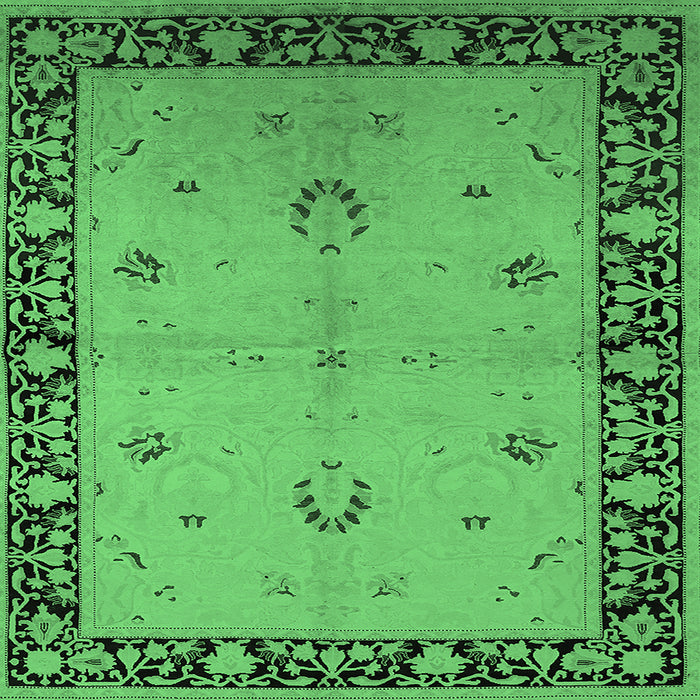 Square Oriental Emerald Green Industrial Rug, urb2969emgrn